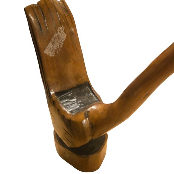 Hand Carved Wooden Crane Bird Sculpture 15 Inch AS IS Folk Art - Picture 9 of 16